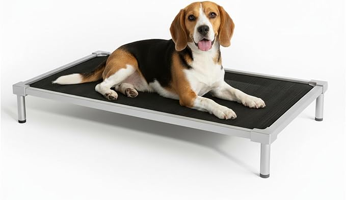 Pronest Elevated Dog Beds Small Sized Dog, Chew Proof Aluminum Alloy Heavy Duty Dog Supplies Cooling Raised Pet Cot Indestructible with Anti-Rust Washable Assembly for Crate Outdoor-32.7"x 24.8" x 7"