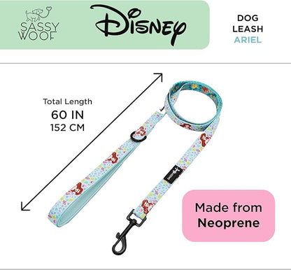 Sassy Woof Disney Princess Little Mermaid Ariel Dog Leash 60-Inch with Neoprene Padded Handle - Comfortable, Durable, and Stylish for Small to Large Dogs - Officially Licensed