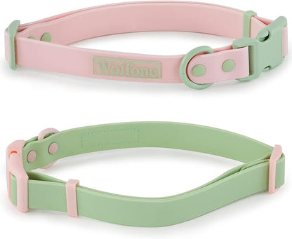 Wolfone Waterproof Dog Collar with Quick Release Buckle， Cute Adjustable Collar for Dogs Comfort Sturdy Durable Odor Proof Easy Care（Gossamer Pink 28-36cm）