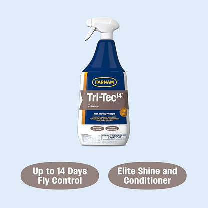 Farnam Tri-Tec 14 Horse Fly Spray, Kills, Repels, Protects, 32 Ounces