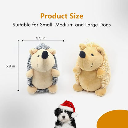 CPYOSN Dog Squeaky Toys, Durable Stuffed Crinkle Plush Dog Chew Toys for Puppy Teething, Interactive Dog Toys for Small, Medium and Large Dogs (Grey+Yellow, Hedgehogs)