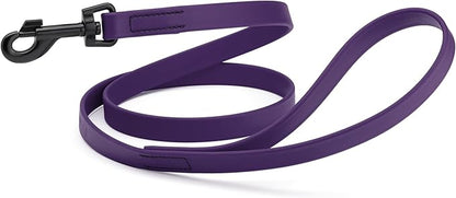 Dogline Biothane Waterproof Dog Leash Strong Coated Nylon Webbing with Black Hardware Odor-Proof Easy to Clean High Performance for Small or Large Dogs Made in USA 4 or 6 ft Lead, Violet Purple