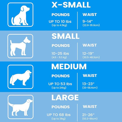 BV Dog Wraps Male Medium (Waist 13-23in) Super Absorbent - 400 Count Disposable - Doggie Diapers with Wetness Indicator - Adjustable Male Dog Wraps - Ideal for Incontinence/Training