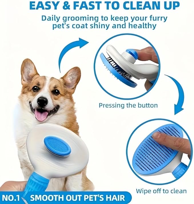 JRKOETY Cat Brush Self Cleaning, Ergonomic Handle,Slicker Cat Brush with Release Button,Tool Suitable for Cats and Dogs Pet Hair Cleaner, Easy to Remove Loose Undercoat ﻿ ﻿