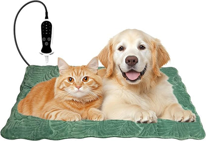 Quwzayail Pet Heating Pad Waterproof for Dogs Smart Switch, 9 Level Digital Display Switch, Heating Pads for Puppy delivery Products, Dog beds (47.0" L x 30.0" W x 0.5" Th, Green)