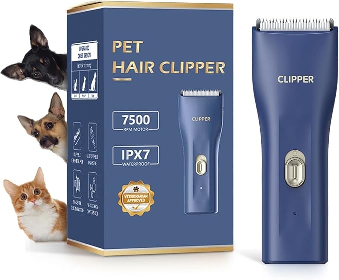 Grimgrow Dog Grooming Kit Clipper for Thick Coat Low Noise Cordless Cat Hair Trimmer Rechargeable Shaver Pet Grooming Tools for Small and Large Animals