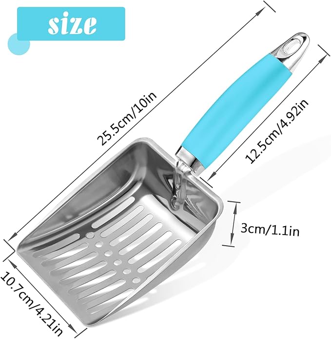Apidgrowth Cat Litter Scoop - Stainless Steel Metal Cat Litter Scoop-Sturdy Mesh Scooper - Mesh Shovel-Easy to Clean - Suitable for Cat Litter Box -Blue-Christmas