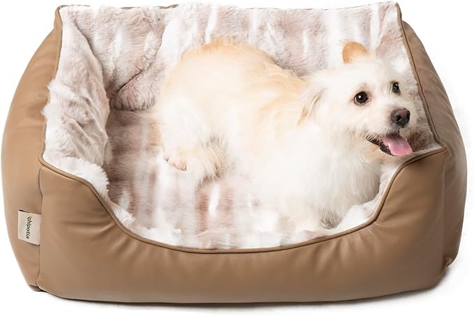 Rectangle Washable Orthopedic Dog Bed for Small, Medium Dogs, Soft Calming, Sleeping Puppy Bed Durable Pet Cuddler with Anti-Slip Bottom, S (24"x20"x10") (Black, Small) (Brown, Medium)