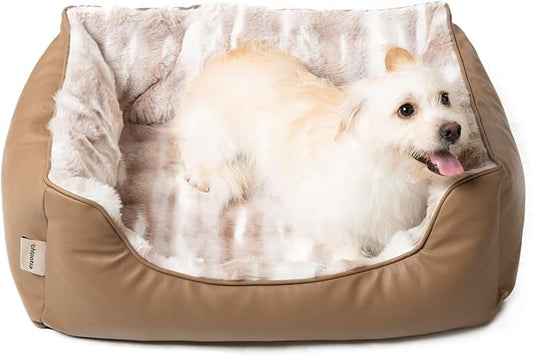 Rectangle Washable Orthopedic Dog Bed for Small, Medium Dogs, Soft Calming, Sleeping Puppy Bed Durable Pet Cuddler with Anti-Slip Bottom, S (24"x20"x10") (Black, Small) (Brown, Medium)