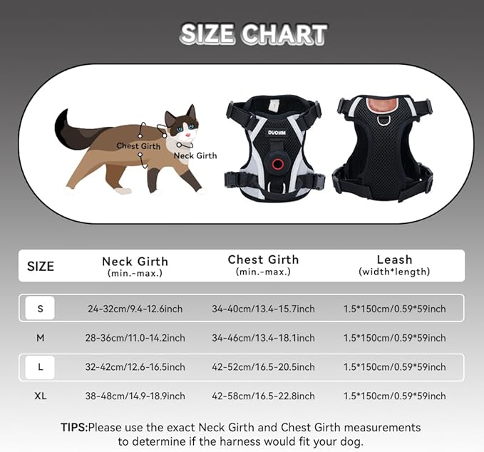 Cat Harness Leash Set with AirTag Holder, Upgraded Escape Proof Vest with Lead for Large Cat Small Dog Puppy Outdoor Walking, Soft Breathable Mesh Jacket with Reflective Strip (Black, L)