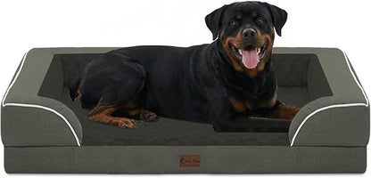 Casa Paw Orthopedic Dog Beds for Extra Large Sized Dogs, Waterproof Memory Foam XL Pet Bed with Sides 48x30Inch, Non-Slip and Egg-Crate Foam Big Dog Couch Bed with Removable Washable Cover, Dark Green
