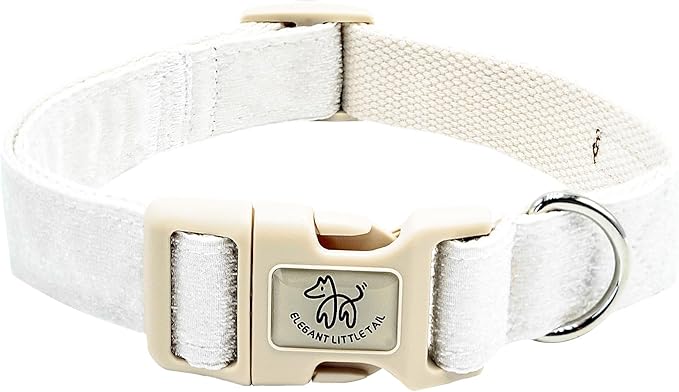 Elegant little tail Glittering Dog Collar, Wedding Cute Girl Boy Pet Collar White Bling Pet Collars with Durable Cotton Webbing Adjustable Dog Collars for X-Small Puppy