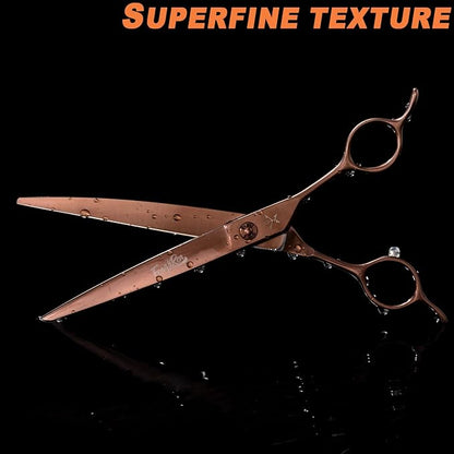 High-end Professional Dog Grooming Curved Scissors Pet Curved Shears 7.5 Inches Extremely Very Sharp Made Of Stainless Steel Alloy By Hand For Dog Cat Groomer