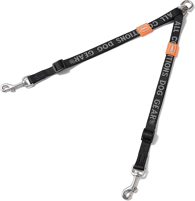 HOWGO Double Dog Leash, No Tangle 360° Swivel, Adjustable Two Padded Handles, Double Clip Dog Leash Coupler Splitter for 30~150 lbs Large and Medium Breeds (Black, 4/5'' x 0.9 FT, Std)