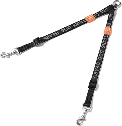 HOWGO Double Dog Leash, No Tangle 360° Swivel, Adjustable Two Padded Handles, Double Clip Dog Leash Coupler Splitter for 30~150 lbs Large and Medium Breeds (Black, 4/5'' x 0.9 FT, Std)