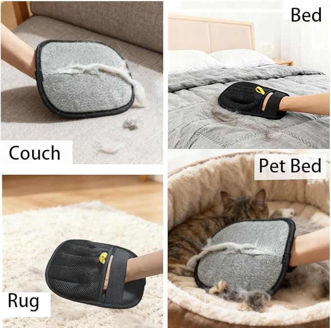Pet Hair Remover Glove for Dogs & Cats, Electrostatic Fabric Hair Removal Mitt for Sofa, Couch, Bedding, Carpet & Car Interior, Reusable Furniture & Upholstery Cleaning Tool