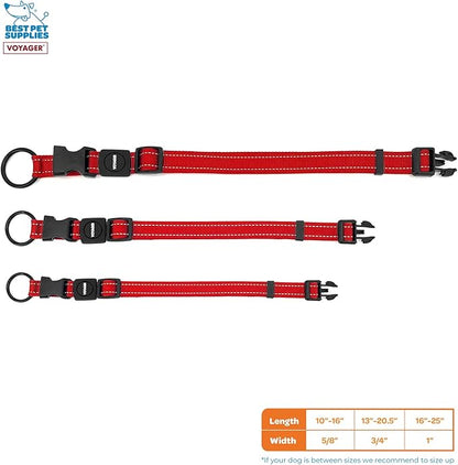 Best Pet Supplies Voyager Reflective Dog Leash or Collar with Neoprene Handle, for Small, Medium, and Large Breed Puppies, Cute and Heavy Duty for Walking, Running and Training - Red, M