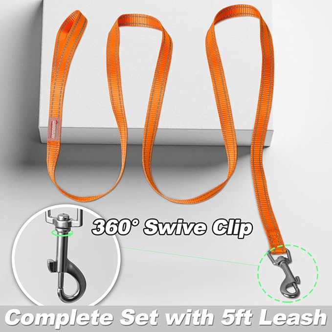 Dog Harness and Leash Set,Step in Small Sized Dog Harness,Soft Mesh,No-Chock,Reflective Adjustable,Secure with Hook & Loop Fastener,Puppy Vest for Small,Medium Dogs(Orange,XXS)
