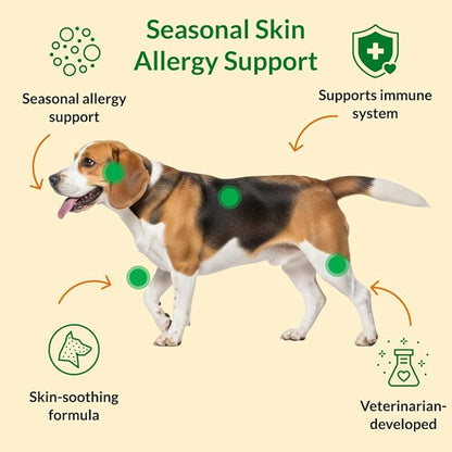 ULTIMATE PET NUTRITION Canine Radiance Skin Allergy Support Supplement for Dogs, Omega-3 Skin Hydration, Antioxidants to Prevent Itching and Strengthen Coat, 60 Chewable Tablets