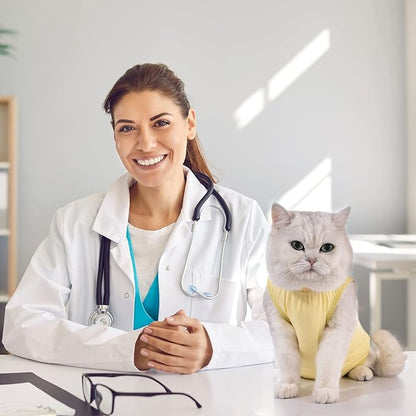 Avont Cat Recovery Suit - Kitten Onesie for Cats After Surgery, Cone of Shame Alternative Surgical Spay Suit for Female Cat, Post-Surgery or Skin Diseases Protection -Yellow(M)