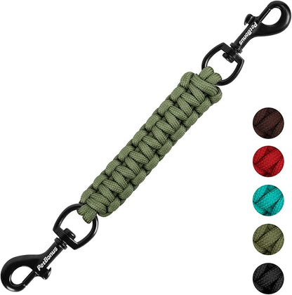 PetBonus Dog Collar Safety Clip, Handmade Backup Safety Strap for Dog Harness, Prong, Pinch Collar, Double Ended Clasp Leash Connector (Army Green)