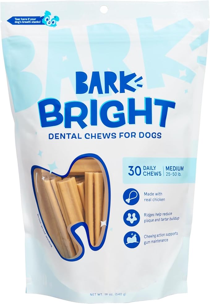 Barkbox Bright Original Dog Dental Chew Sticks Plaque and Tartar Cleaning, Medium Breeds (30 Chews)
