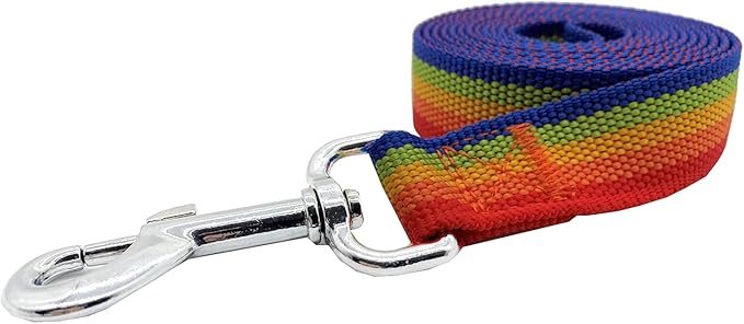Nylon Dog Training Leash, Traction Rope, 4Ft /5 Foot /6 Feet Long, 5/8 inch 3/4 Inch 1 Inch Wide, for Small and Medium Dogs (1'' x 8 FT, Rainbow)