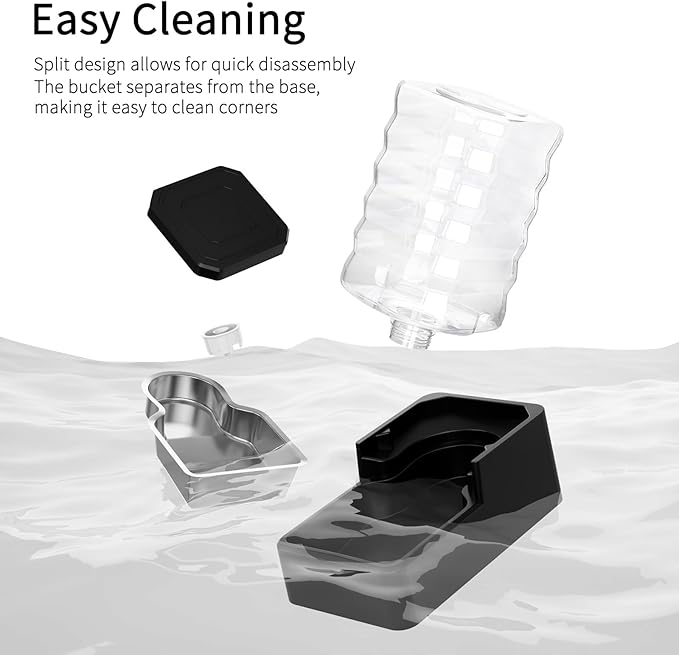 RIZZARI Stainless Steel Pet Waterer: 8L Black Gravity Fed Water Dispenser Leak-Proof for Senior Dogs Joint Care Home Owners - Bedroom Garden Use