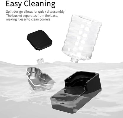 RIZZARI Stainless Steel Pet Waterer: 8L Black Gravity Fed Water Dispenser Leak-Proof for Senior Dogs Joint Care Home Owners - Bedroom Garden Use