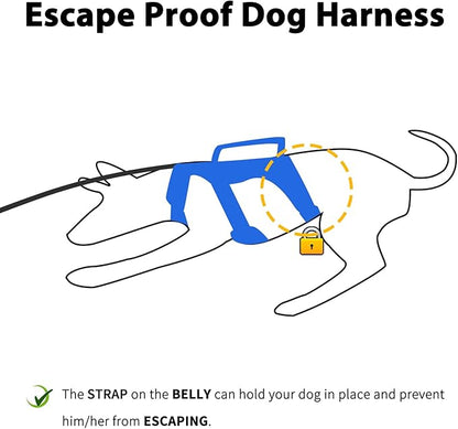 Huntboo Escape Proof Dog Harness, Escape Artist Harness, Reflective Dog Harness with Handle, Durable,Adjustable Vest for Small Medium Large Dogs Walking, Training,and Running Gear(Sea Blue,XL)