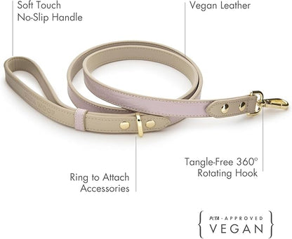 NINA WOOF Milan Leather Dog Leash - Padded Luxury Lead for Large & Medium Dogs, 4ft Lilac