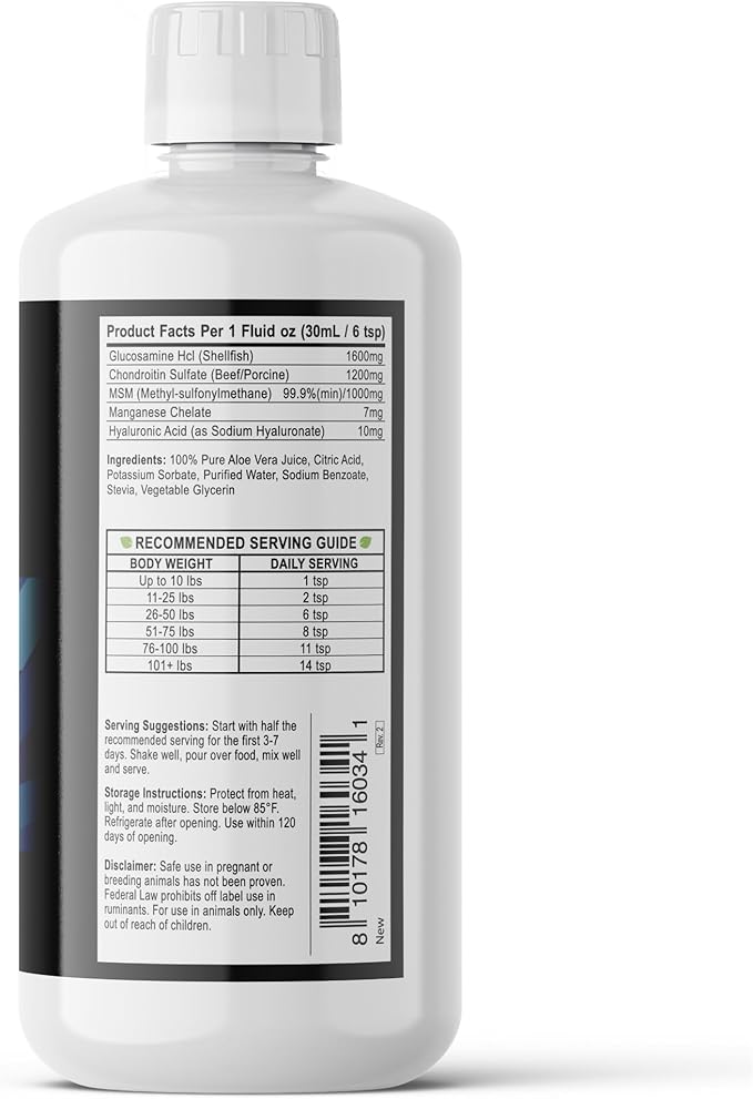 Best Paw Nutrition Liquid Glucosamine Chondroitin for Dogs - Hip Dysplasia & Joint Pain Relief - Canine Health Food Supplement - Natural Pet Vitamins with MSM for Dog Mobility Support - 32oz