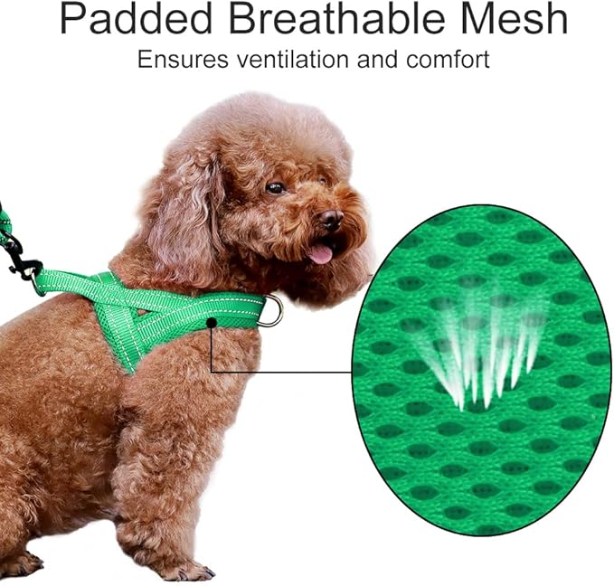 Plutus Pet No Pull Dog Harness with Breathable Mesh Padded, Adjustable Reflective Escape Proof Dog Harness, Quick Fit Dog Vest Harness for Small Medium Large Dogs(XS, Green)
