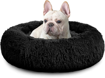 MFOX Calming Dog Bed (S/M/L/XL) for Medium and Large Dogs Comfortable Pet Bed Faux Fur Donut Cuddler Up to 15/30/50/90lbs
