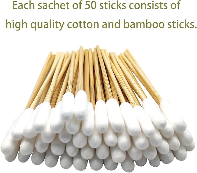 Dog Ear Swabs, 500 Count – 4.72 Inch Bamboo Cotton Buds for Small to Medium Dogs & Cats – Precision Cleaning Tool for Wax Removal & Grooming, Lint Free Tips (10 Resealable Packs)