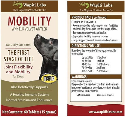 60 Count Dog Mobilty with Elk Velvet Antler Tablets