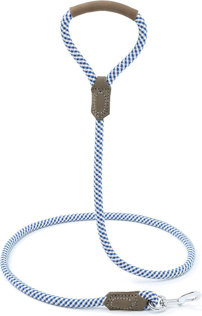 Mile High Life | Premium Leather Dog Leash | Strong Rope Leash | Leather Handle | Zinc Alloy Strong Clasp | Small Medium Large Dogs | 4/5/6 Feet(Blue Gray, 60 Inch (Pack of 1))