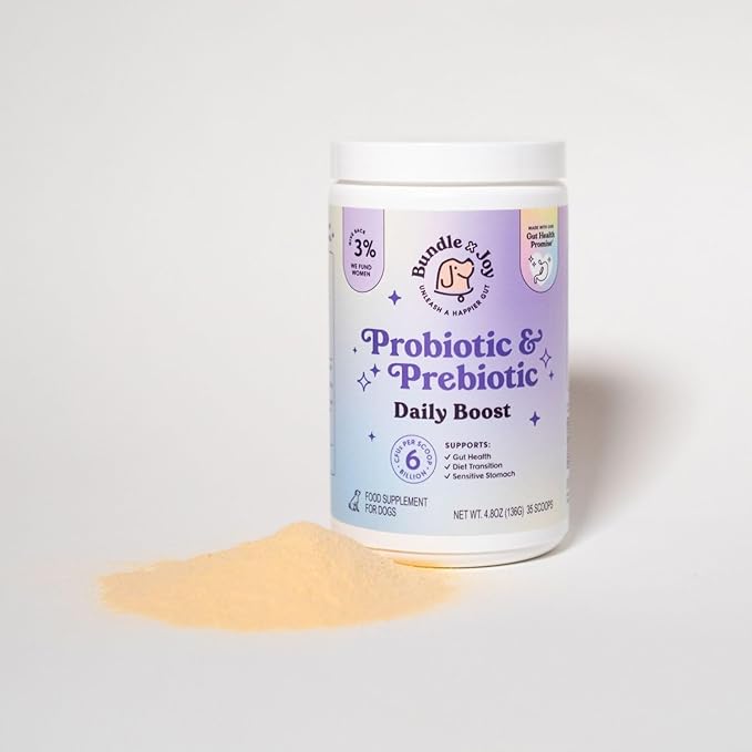 Bundle x Joy Daily Prebiotic & Probiotics for Dogs Boost - Gut Health Immune Formula with Beef Bone Broth for Dogs, 6 Billion CFU Dog Supplements, 35 Scoops, 4.8 oz - Made in USA
