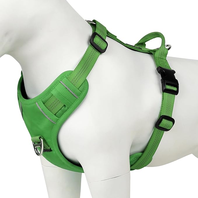 Plutus Pet No Pull Dog Harness, Reflective Adjustable Dog Vest Harness with Handle, Escape Proof, Soft Padded for Small Medium Large Dogs (Green, S)