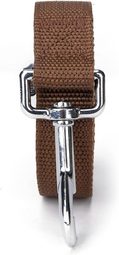 Siumouhoi Strong Durable Nylon Dog Training Leash, 1 Inch Wide Traction Rope, 6 ft 10ft 15ft Long, for Small and Medium Dog (Brown, 6 Feet)