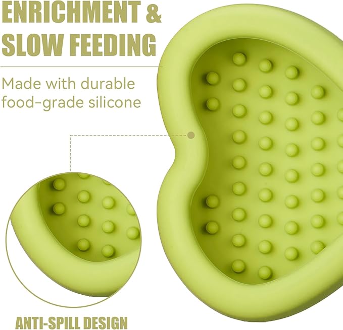 Lick Mat for Dogs, Animire Anti-Spilled Bow Tie Lick Bowls for Anxiety Relief, Silicone Slow Feeder Licking Pad with Suction Cups, Freezeable Dog Enrichment Toy for Boredom and Distraction(Green,L)