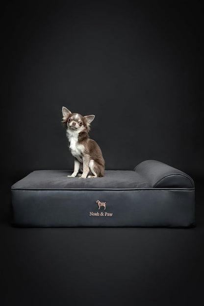 NOAH & PAW Dog Bed, 28x23x7.5 Inch, Orthopedic Dog Beds for Medium Size Pets, Eggshell Memory Foam Infused with Cooling Gel, Waterproof, Machine Washable, Includes Inner Cover (Faux Leather)