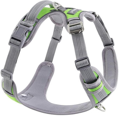Paawpal Adjustable Dog Harness - No Pull, Reflective, Soft Padded for Small, Medium, Large Dogs - Includes Leash Green XL