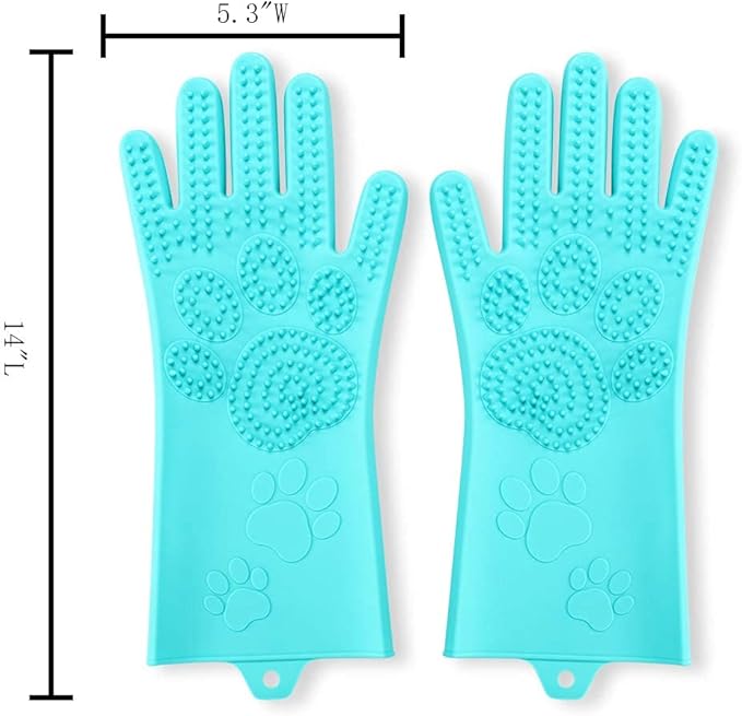Srtood Pet Grooming Magic Gloves, Dog Cat Bathing Shampoo Brush, Silicone Hair Removal Gloves with Thick High Density Teeth for Bathing and Messaging, Double-Side Scrubbing Gloves for Shedding