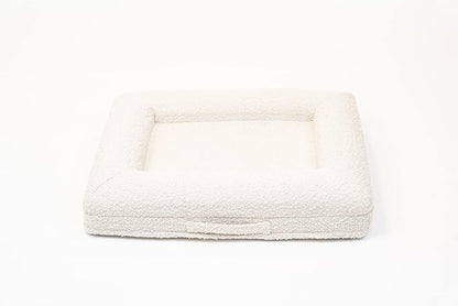 Bluewater Dog Luxury Boucle Orthopedic Memory Foam Dog Bed with Waterproof Liner and Machine Washable Cover with YKK Zippers (Small, 29" L x 23" W x 6" Th, Cloud)