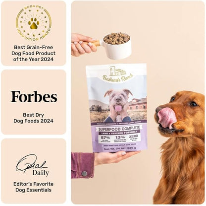 BADLANDS RANCH by Katherine Heigl – Superfood Complete Air-Dried Lamb & Venison Dog Food – High Protein with Superfoods for Daily Wellness & Consistent Nutrition – 64 oz (Pack of 4)