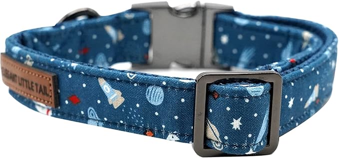 Elegant little tail Dog Collar, Blue Universe Pattern Pet Collar Durable Cute Dog Collars Male Pet Gift Adjustable Dog Collar for Medium Dogs