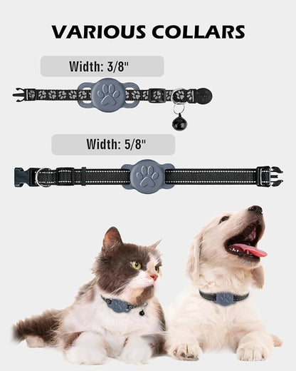 Dynmeow Dog Cat Collar Holder Compatible with Airtag, Anti-Lost Silcione Holder for 3/8 and 5/8 Inch Wide Collars, Grey, S(1 Pack)