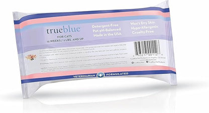 TrueBlue Milk & Honeysuckle Fresh Fur Cat Cleaning Wipes - Pre-Moistened Cleansing Pads for Cleaning Dirty Paws, Coats, Cats, Kittens – Extra Large – 8”x7” – 100 Count