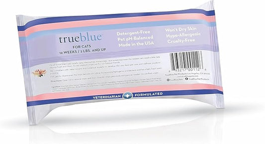 TrueBlue Milk & Honeysuckle Fresh Fur Cat Cleaning Wipes - Pre-Moistened Cleansing Pads for Cleaning Dirty Paws, Coats, Cats, Kittens – Extra Large – 8”x7” – 100 Count